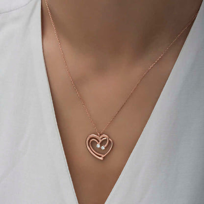 Rose Plated United Hearts Women's Silver Necklace
