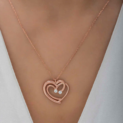 Rose Plated United Hearts Women's Silver Necklace