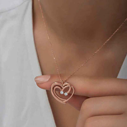 Rose Plated United Hearts Women's Silver Pendant