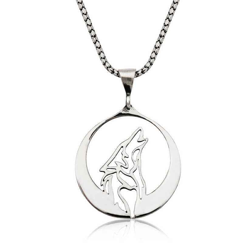 Silver Gray Wolf Pendant