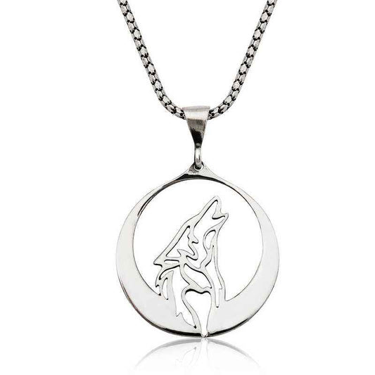 Silver Gray Wolf Pendant
