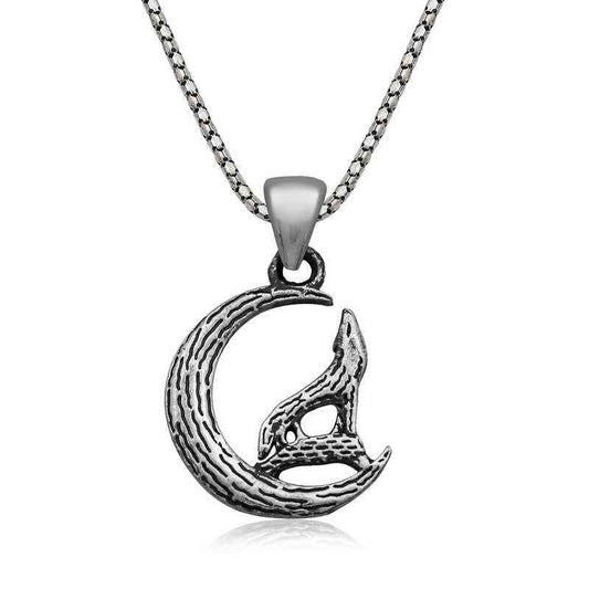 Silver Grey Wolf Pendant