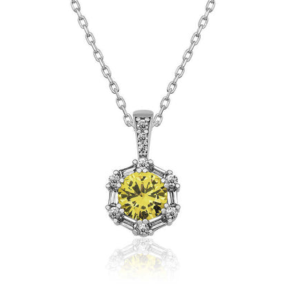 Wheat Yellow Baguette Stone Women's Silver Necklace