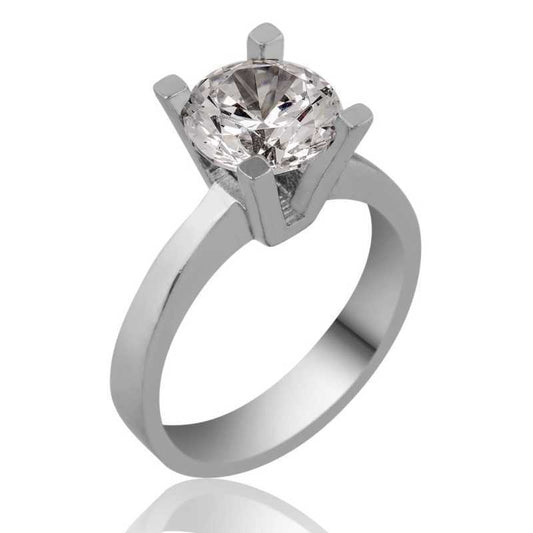Single Stone Women's Silver Ring