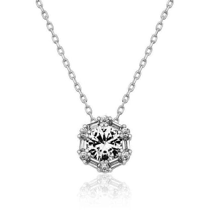 Ice White Baguette Stone Women's Silver Necklace