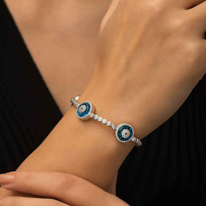 Triple Evil Eye Waterway Silver Nazar Bracelet