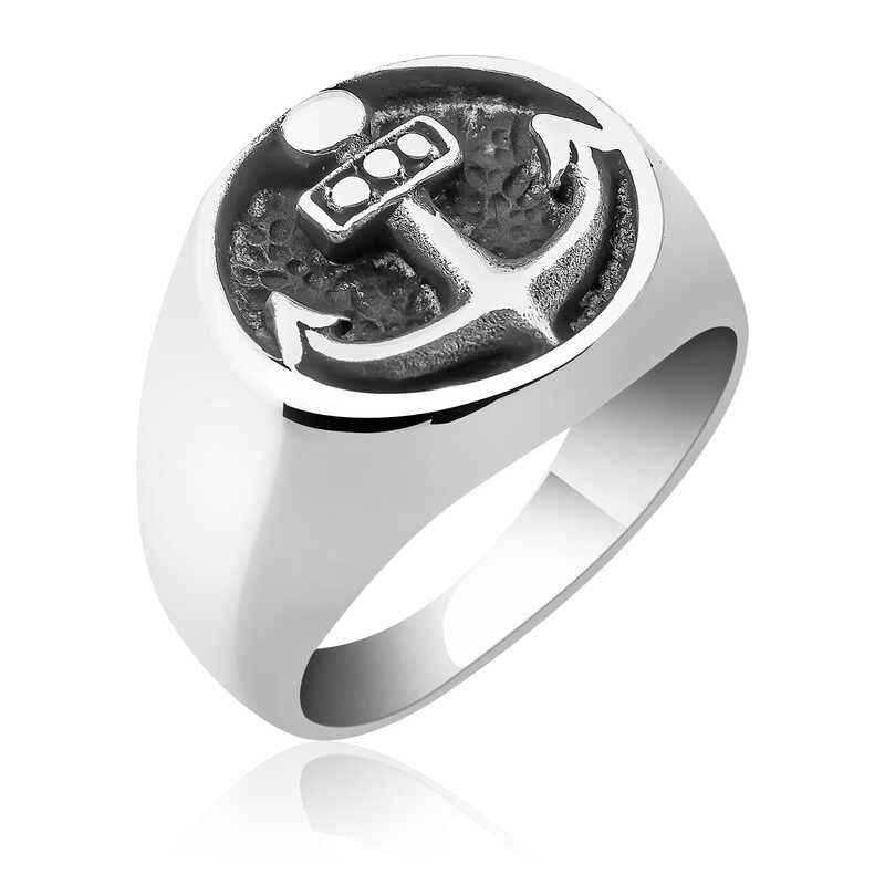 Anchor Men's Silver Ring