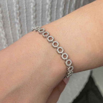White Stone Channel Circle Women's Silver Bracelet