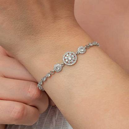 Bracelet en argent pour femme avec cercle en pierre blanche