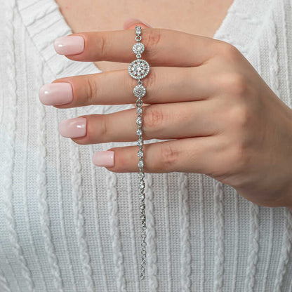 Bracelet en argent pour femme avec cercle en pierre blanche