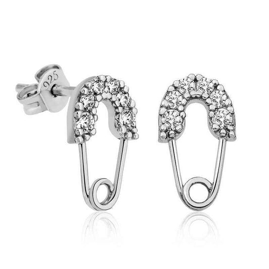 Hook Pin Women's Silver Earrings