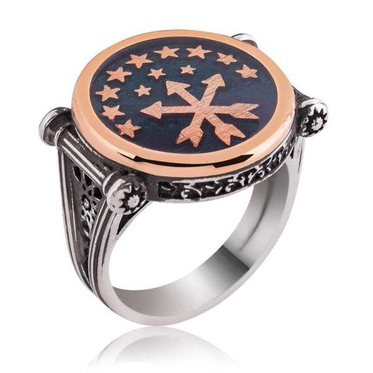 Bague en argent pour homme avec drapeau circassien