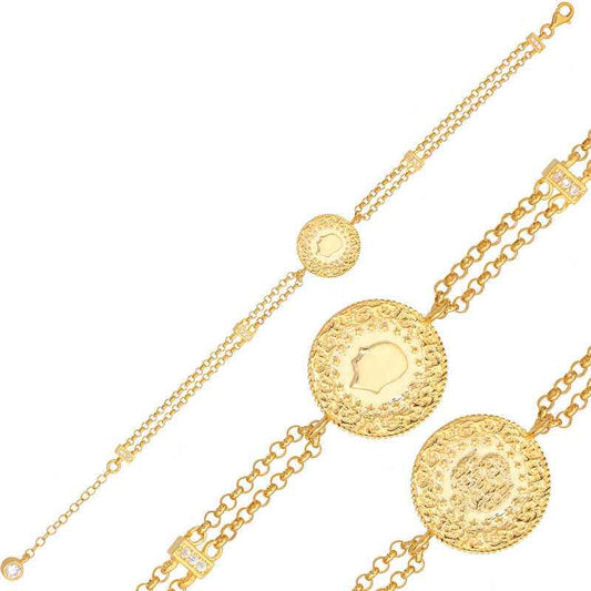 Quarter Gold Plated Women's Silver Bracelet