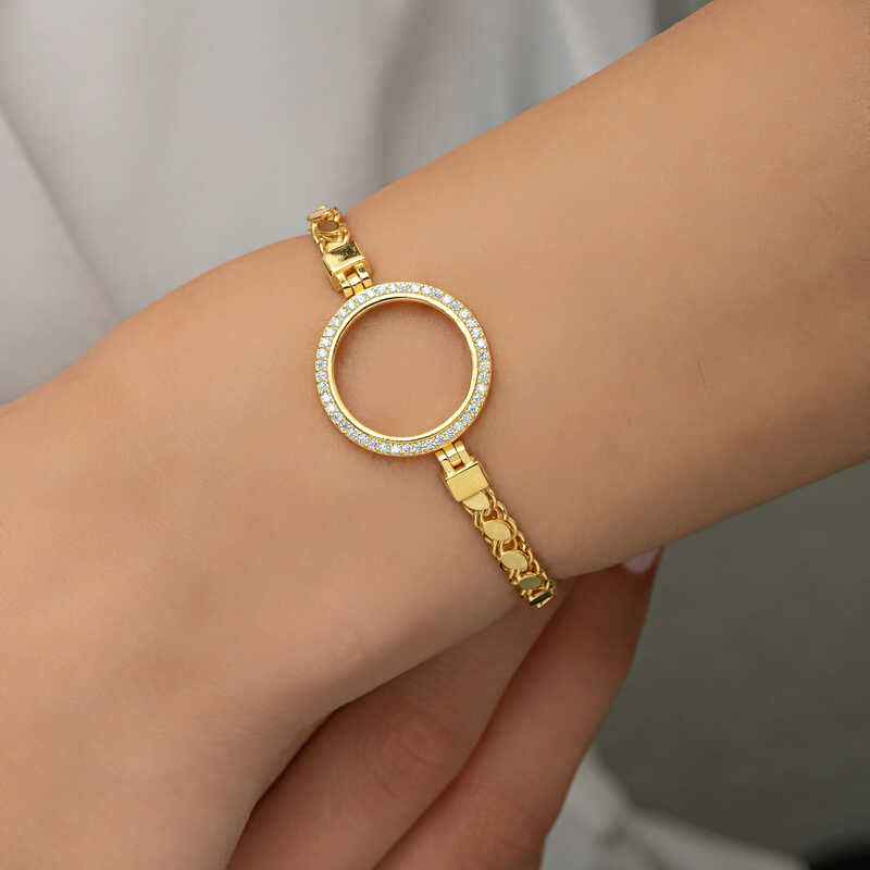 Gold Plated Quarter Wearable Women's Silver Bracelet