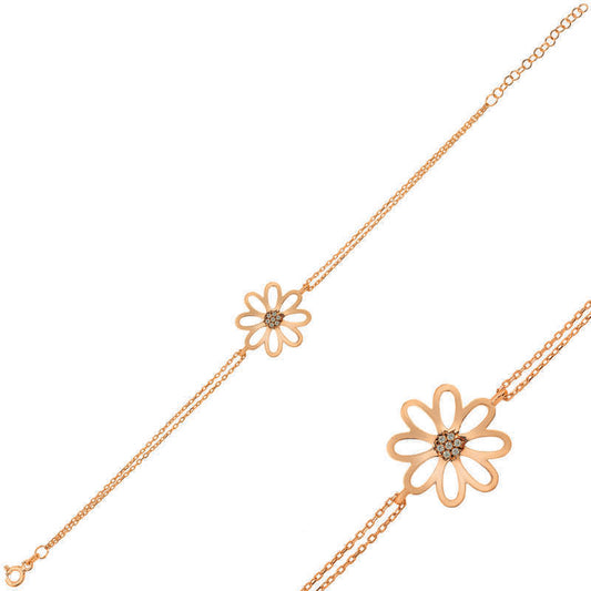 Rose Flower Women's Silver Bracelet