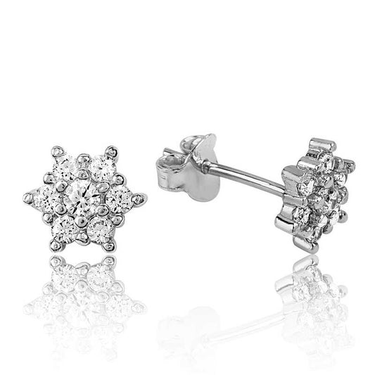 Flower Stud Silver Earrings