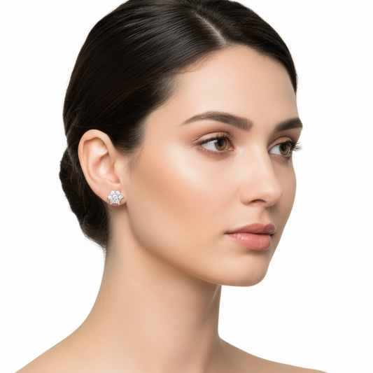 Flower Stud Silver Earrings