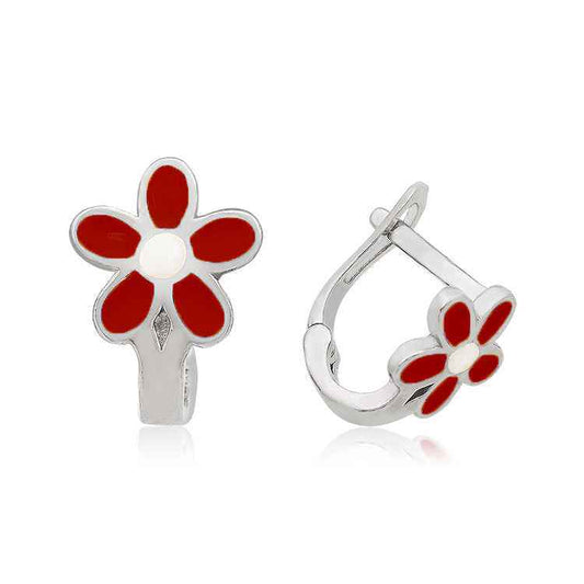Flower Design Children's Silver Earrings