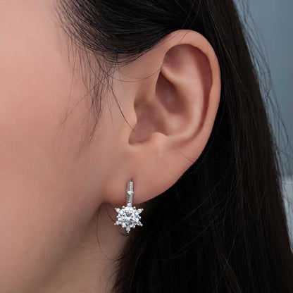 Flower Pattern Women's Silver Earrings