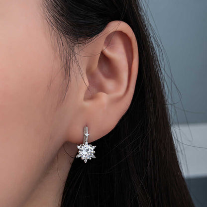 Flower Pattern Women's Silver Earrings