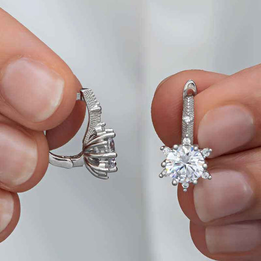 Flower Pattern Women's Silver Earrings