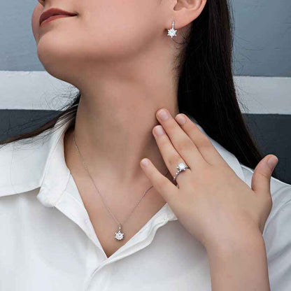 Flower Pattern Women's Silver Set