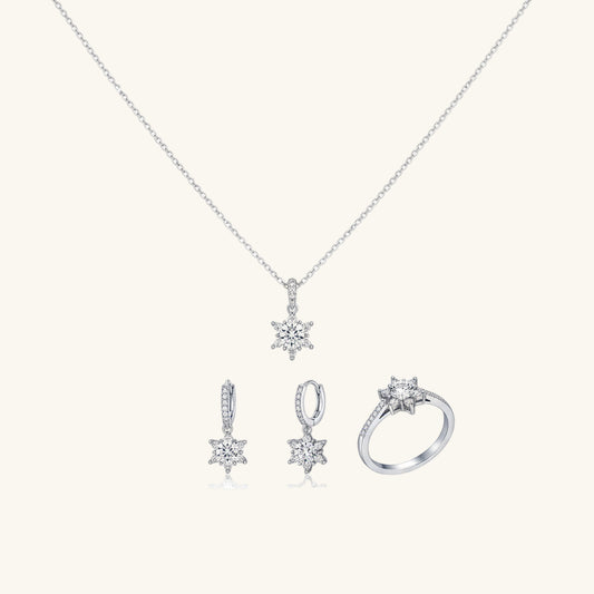 Flower Pattern Women's Silver Set