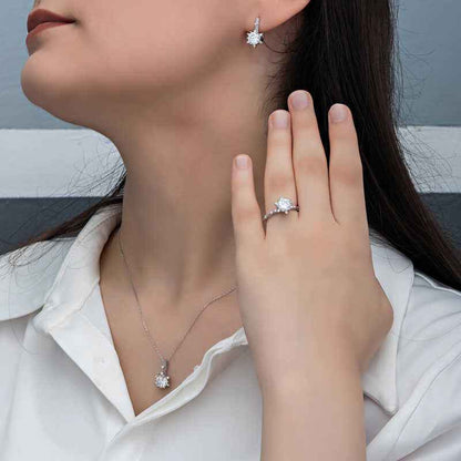 Flower Pattern Women's Silver Set