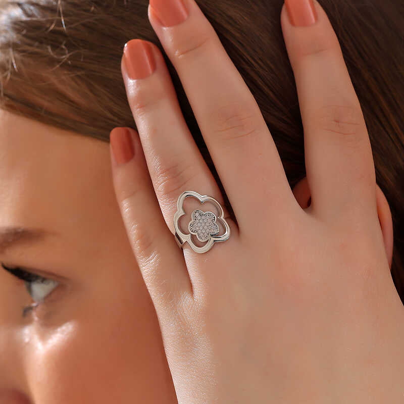 Bague en argent pour femme à motif floral