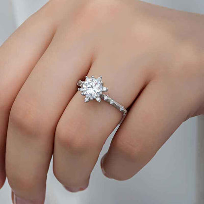 Flower Pattern Women's Silver Ring