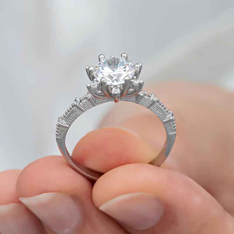 Flower Pattern Women's Silver Ring