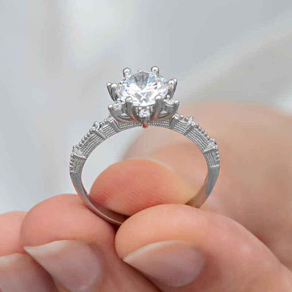 Flower Pattern Women's Silver Ring