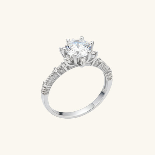 Flower Pattern Women's Silver Ring
