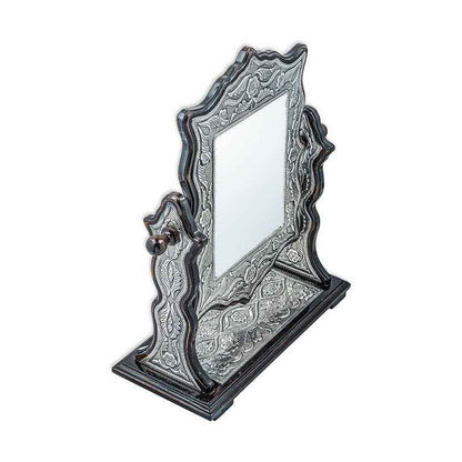 Flower Patterned Square Double-Sided Silver Mirror