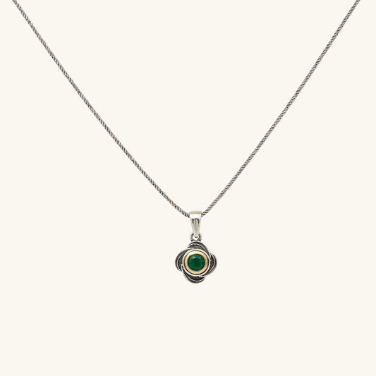 Flower Patterned Authentic Women's Silver Necklace