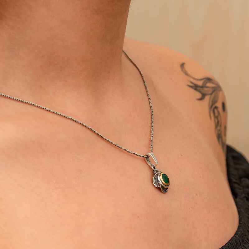 Flower Patterned Authentic Women's Silver Necklace