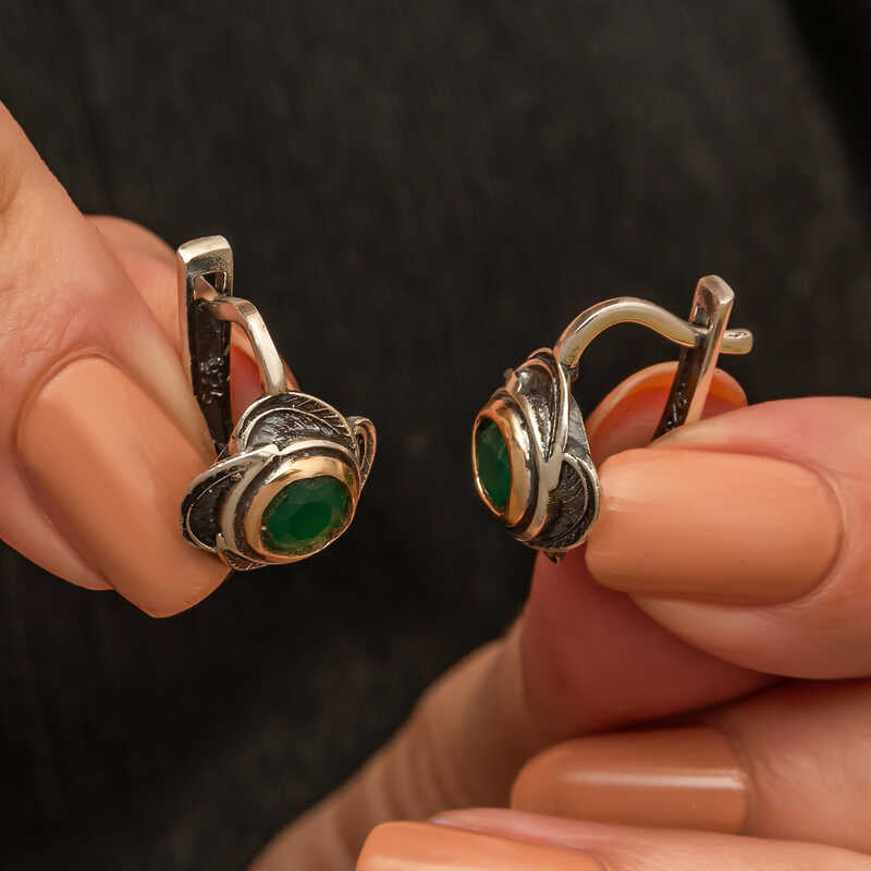 Flower Patterned Authentic Women's Silver Earrings