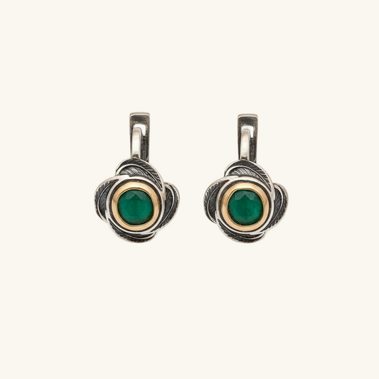 Flower Patterned Authentic Women's Silver Earrings