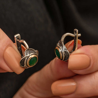 Flower Patterned Authentic Women's Silver Earrings