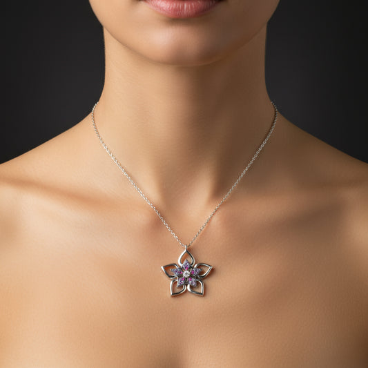 Blume Damen Silber Halskette