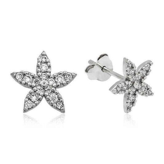Flower Stud Silver Earrings
