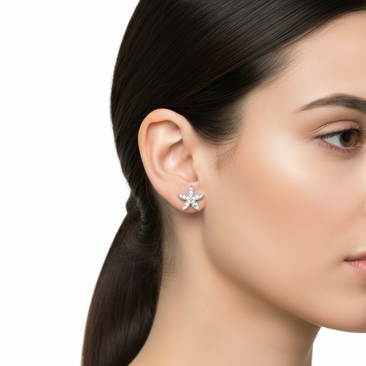 Flower Stud Silver Earrings