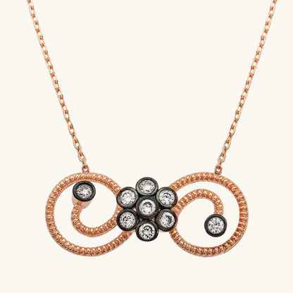 Floral Infinity Women's Rose Gold Plated Silver Necklace