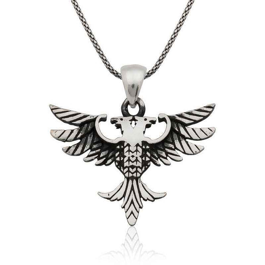 Double-Headed Eagle Men's Silver Necklace