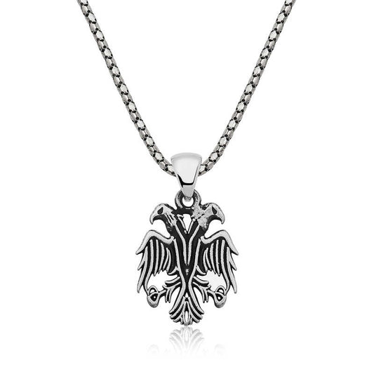 Collier en argent pour homme avec aigle à deux têtes 