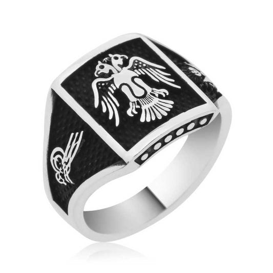 Double-Headed Eagle Men's Silver Ring