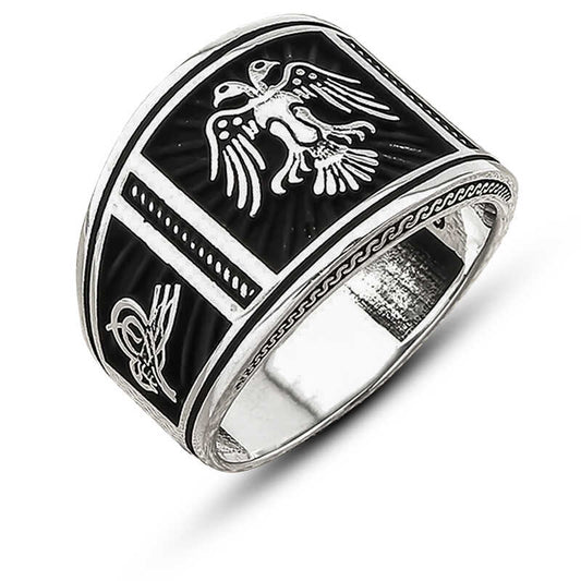 Double-Headed Eagle Men's Silver Ring