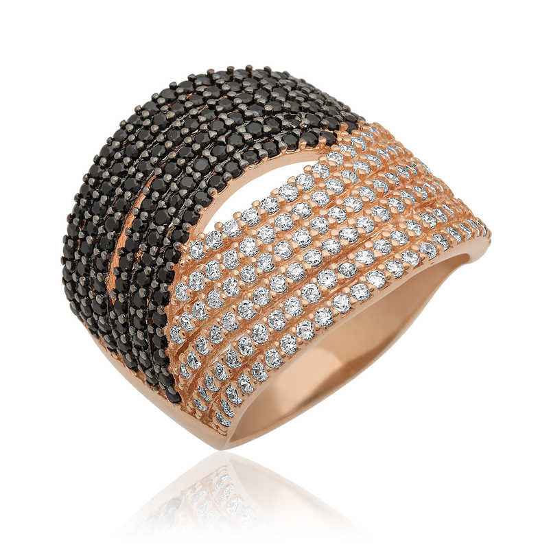 Two-Tone Stone Women's Silver Ring