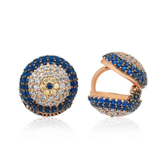 Double-Sided Evil Eye Women's Silver Earrings