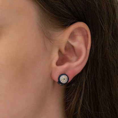 Double-Sided Evil Eye Women's Silver Earrings